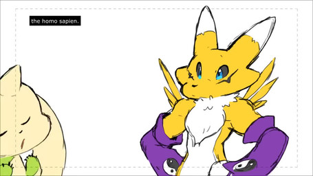 angry anthro blue_eyes bodily_fluids butt censor_bar chest_tuft dipstick_ears duo ear_markings fur green_body green_fur humor male multicolored_ears nervous nervous_smile nervous_sweat sweat text tuft white_body white_fur yellow_body yellow_fur dahecksajerry bandai_namco digimon canid digimon_(species) mammal renamon terriermon 16:9 2023 2d_animation animated censored digital_media_(artwork) english_text frame_by_frame short_playtime sound video voice_acted widescreen