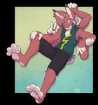 4_toes 5_fingers alternate_species anthro bottomwear clothing feet fingers male multi_arm multi_limb pawpads plantigrade shorts sleeveless_shirt solo toes topwear spidersnax_(artist) kumo_(cyber_zai) lagomorph leporid mammal rabbit alpha_channel