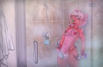 anthro bathroom breasts dildo felid feline female fur genitals hi_res looking_up mammal masturbation nipples open_mouth pink_body pink_fur pussy sex_toy shower showmeyournox solo unnamed_character vaginal vaginal_masturbation viewer_pov water_jacking wet wet_body