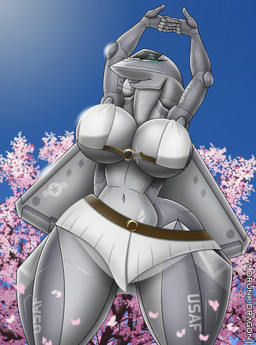 aircraft anthro big_breasts bikini bikini_bottom bikini_top breasts cherry_blossom cherry_blossom_tree cherry_tree cleavage clothed clothing f-47 female flower fruit_tree green_eyes looking_at_viewer machine plant prunus_(flower) pupils raised_arms slit_pupils solo stretching swimwear thick_thighs tree two-piece_swimsuit vehicle wardrobe_malfunction wide_hips a_drunk_dragon phoebe_(a_drunk_dragon) aeromorph living_aircraft living_machine living_vehicle hi_res