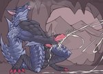 anthro balls big_balls big_penis blep blue_body blue_scales bodily_fluids cave claws cum cum_on_ground cum_string cumshot ejaculation erection excessive_cum excessive_genital_fluids eyes_closed fangs finger_claws genital_fluids genitals hand_on_penis knot knotted_penis male masturbation motion_lines mountain multicolored_body muscular muscular_anthro muscular_male nude_anthro penile penile_masturbation penis scales snout solo tail teeth text toe_claws tongue tongue_out taffhazy capcom monster_hunter fanged_wyvern lunagaron scalie 2025 absurd_res hi_res