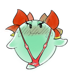 blush blush_lines blushing_profusely bodily_fluids bow_ribbon clothed clothing cute_fangs dot_eyes eyelashes fangs female furgonomics ghost_tail green_body head_bow humor lidded_eyes looking_away lying nervous on_back one-piece_swimsuit one_fang shy simple_background simple_eyes skimpy sling_bikini solo spiral spiral_eyes sweat sweatdrop swimwear teeth wavy_mouth white_background mario-grant mario_bros nintendo paper_mario lady_bow boo_(mario) ghost sphere_creature spirit 2023 digital_drawing_(artwork) digital_media_(artwork) full-length_portrait portrait