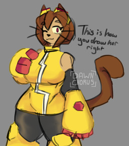 anthro bodysuit brown_body brown_fur clothed clothing dress eyewear female fur goggles limb_enhancers skinsuit solo tail tight_clothing whiskers dawn_chorus_(artist) gameoverse glitch_productions kit_bodega domestic_cat felid feline felis mammal guide_lines half-length_portrait portrait sketch