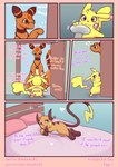 absurd_res ampharos bed comic daughter_(lore) dialogue door english_text evolutionary_family eyewear female fur furniture generation_1_pokemon generation_2_pokemon glasses group hi_res litho_(stormysparkler) looking_down m'lady_(milachu92) milachu milachu92 mother_(lore) mother_and_child_(lore) mother_and_daughter_(lore) nintendo parent_(lore) parent_and_child_(lore) parent_and_daughter_(lore) pikachu pillow pokemon pokemon_(species) raichu size_difference smaller_female tailbutt text trio wearing_glasses yellow_body yellow_fur