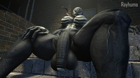 5_fingers abs balls black_body breasts fingers flaccid front_view genitals gynomorph humanoid_genitalia humanoid_penis intersex leaning leaning_backward long_tongue low-angle_view not_furry nude outside penis sitting solo stairs tongue rayhuma marvel she-venom venom_(marvel) humanoid symbiote 2020 3d_(artwork) absurd_res digital_media_(artwork) hi_res source_filmmaker_(artwork) watermark