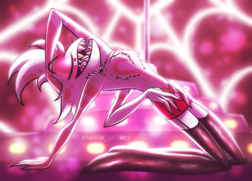 clothing eyes_closed eyeshadow fur heart_symbol kneeling legwear makeup male multi_arm multi_limb performance pink_body pink_eyeshadow pink_fur pole solo stockings stripper stripper_pole white_body white_fur shad0w-galaxy hazbin_hotel hellaverse angel_dust animal_humanoid arachnid arachnid_humanoid arthropod arthropod_humanoid demon humanoid spider spider_humanoid