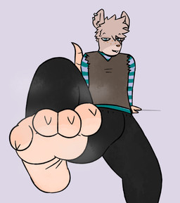 anthro clothed clothing ear_piercing feet foot_fetish foot_focus freckled_face freckles lightened_soles male musk piercing soles solo steamy_feet teasing teasing_viewer teasing_with_feet shukk gary_foy_(shukk) mammal rodent hi_res