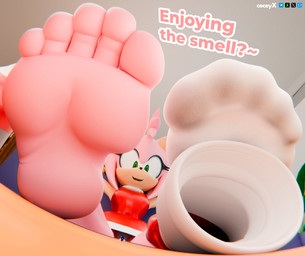 5_toes anthro clothed clothing duo extreme_size_difference feet feet_up female female_anthro foot_fetish foot_focus foot_on_table foot_play footwear furniture humanoid_feet male male/female male_anthro micro nano plantigrade size_difference socks soles table toes upskirt coceyx sega sonic_the_hedgehog_(series) amy_rose sonic_the_hedgehog eulipotyphlan hedgehog mammal 3d_(artwork) absurd_res digital_media_(artwork) hi_res