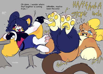 blush dialogue duo feet hair lying male on_back open_mouth open_smile pawpads reclining smile tickling tickling_feet ghostlylotus nintendo pokemon emolga generation_1_pokemon generation_5_pokemon pokemon_(species) raichu hi_res