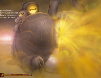 all_fours anthro anus backsack balls belly big_anus big_balls big_belly big_butt bodily_fluids brown_body brown_fur butt desert detailed_background dialogue exclamation_point eyebrows fart fart_cloud fart_fetish farting_at_viewer fur gameplay_mechanics gaping gaping_anus genitals grin hooved_plantigrade hooved_toes hooves horizontal_pupils horn huge_anus huge_balls huge_belly huge_butt hyper hyper_anus looking_at_viewer looking_back looking_back_at_viewer madness male multi_eye musk musky_anus musky_butt obese obese_anthro obese_male on_ground outside overweight overweight_anthro overweight_male perineum plantigrade presenting presenting_anus presenting_hindquarters progress_bar puffy_anus pupils sand sky smile sniffing_request solo stink_fumes sweat sweatdrop sweaty_anus sweaty_butt tail tail_tuft talking_to_viewer teeth text thick_thighs tuft unusual_anatomy unusual_fart yellow_eyes yellow_fart_cloud sloppysnuffer elden_ring elden_ring_nightreign fromsoftware libra_creature_of_night bovid caprine caprine_demon demon goat goat_demon mammal 2026 english_text