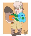 anthro brown_body brown_ears brown_fur button_(fastener) cheek_tuft clothed clothing crayon diaper diaper_under_clothing dipstick_tail eyebrow_through_hair eyebrows facial_tuft front_view fur green_eyes hair holding_object holding_plushie inner_ear_fluff logo looking_aside looking_up male markings neck_tuft open_mouth open_smile plushie red_nose red_tongue simple_background smile solo standing striped_body striped_fur striped_legs stripes tail tail_markings tan_body tan_fur tan_hair tan_inner_ear_fluff teeth tongue translucent translucent_hair tuft wearing_diaper young young_anthro heyitsjaq blue's_clues nickelodeon artist_logo hi_res