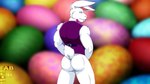 anthro biped bottomless bottomless_anthro bottomless_male bow_tie buckteeth butt cheek_tuft clothed clothing eyes_closed facial_tuft fur fur_tuft holidays male mouth_closed muscular muscular_anthro muscular_butt muscular_male purple_bow_tie purple_clothing purple_topwear purple_vest rear_view scut_tail short_tail solo standing tail teeth topwear tuft vest white_body white_fur fabfelipe easter easter_bunny lagomorph leporid mammal rabbit 16:9 2014 portrait three-quarter_portrait widescreen