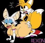 age_difference anthro big_breasts big_butt breasts butt doggystyle duo female from_behind_position male male/female older_female sex simple_background tongue tongue_out transparent_background younger_male rexon02 sega sonic_the_hedgehog_(series) miles_prower rouge_the_bat bat canid canine fox mammal alpha_channel hi_res