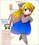 2008 akuma_gaoru anthro bbs blonde_hair blue_clothing blue_dress bodily_fluids canid canine canis clothing crying dipstick_tail dress ear_tuft escaping female fur futaba_channel grey_body grey_fur hair img_(futaba) inner_ear_fluff japanese_text mammal markings pixiv red_eyes red_ribbon solo tail tail_markings tears text tuft unyah website website_background white_face white_inner_ear_fluff white_tail_tip young young_anthro young_female