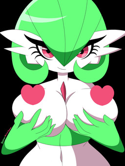 animated_gif big_breasts black_background bouncing breast_jiggle breasts censored_nipples eyelashes female green_hair hair heart_censor heart_symbol huge_breasts jiggling looking_at_viewer not_furry pink_eyes red_eyes seductive simple_background smile solo white_body white_skin doreen_(artist) nintendo pokemon gardevoir generation_3_pokemon pokemon_(species) 2019 2d_animation 3:4 animated censored digital_media_(artwork) frame_by_frame short_playtime