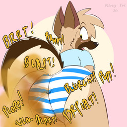 anthro blush butt butt_focus clothing embarrassed fart fart_fetish female female_farting looking_at_viewer looking_back looking_back_at_viewer panties solo sound_effects underwear king-triangle canid canine canis domestic_dog german_shepherd herding_dog mammal pastoral_dog 1:1 hi_res