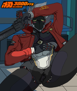 andromorph big_clitoris blush blush_lines clitoris clothed clothing genitals gun hair intersex machine partially_clothed presenting presenting_vulva ranged_weapon solo vulva weapon white_hair wire fish-ears mihoyo zenless_zone_zero billy_kid humanoid robot robot_humanoid hi_res