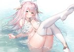 blush clothed clothing female hair not_furry partially_submerged pink_hair skimpy solo water sora72iro_kaba9 elf humanoid hi_res