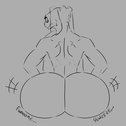 anthro back_muscles bubble_butt butt butt_expansion embarrassed expansion female floppy_ears frown long_ears looking_back nude rear_view shocked sound_effects godamngothic ghost_eyes hare lagomorph leporid mammal rabbit 1:1 digital_drawing_(artwork) digital_media_(artwork) hi_res monochrome