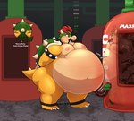 2022 absurd_res anthro armband belly beverage big_belly big_butt bloated bound bowser bowser_day butt catrubs collar english_text faucet feet_tied force_feeding forced gameplay_mechanics hair hands_tied hi_res horn hose hose_in_mouth hose_inflation inflation koopa life_(gaming) male mario_bros moobs navel nintendo nipples nude obese obese_anthro obese_male overweight overweight_anthro overweight_male pink_nipples red_eyes red_hair rumbling_stomach scalie sharp_teeth shell slosh sloshing_belly soda solo spigot spiked_armband spiked_collar spiked_shell spiked_tail spikes spikes_(anatomy) tail tank_(container) teeth text thick_thighs tied_mouth