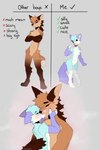 2023 anthro artist_name blue_body blue_fur blush brown_body brown_fur canid canine digital_media_(artwork) duo english_text eyes_closed featureless_crotch fingerless_(marking) fox fur gloves_(marking) grey_background hi_res hug kissing male mammal maned_wolf markings nude open_mouth open_smile simple_background smile spraykitty text white_body white_fur