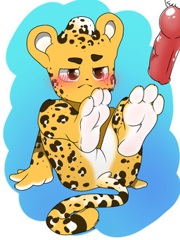 3_toes anthro blush countershade_feet countershading duo erection featureless_crotch feet foot_fetish foot_focus fur genitals hindpaw imminent_footjob imminent_sex male male/male nude null paws penis presenting shota soles toes vein veiny_penis yellow_body yellow_fur young young_anthro young_male lewdity leo_(lewdity) felid feline leopard mammal pantherine 3:4 hi_res
