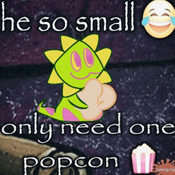 :3 ambiguous_gender food holding_food holding_object legless pink_eyes plant popcorn screencap screencap_background shitpost solo text three-quarter_view yellow_sclera favb_c deltarune undertale_(series) elemental_creature flora_fauna floradinn 1:1 2026 digital_media_(artwork) draw_over english_text full-length_portrait low_res meme portrait