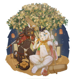 accessory adolescent anthro asian_clothing autumn balls_outline black_body black_fur blue_eyes bulge claws clothing detailed_bulge duo east_asian_clothing eye_patch eyewear feet femboy floppy_ears fundoshi fur genital_outline hair_accessory japanese_clothing kemono kine_(mallet) lamp lantern light male male/male moonlight nipples paper_lantern pawpads paws penis_outline red_eyes ribbons rokushaku_fundoshi sitting toe_claws underwear white_body white_fur young young_anthro young_male qftalorz lagomorph leporid mammal moon_rabbit rabbit hi_res
