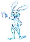 alcohol anthro beer beverage clothed clothing female flat_chested open_mouth simple_background smile solo jobbythehong disney zootopia judy_hopps lagomorph leporid mammal rabbit digital_media_(artwork)