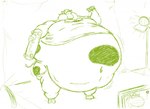 anthro backwards_baseball_cap backwards_hat baseball_cap belly big_belly bottomwear candy chocolate chocolate_bar clothing dessert food green_screen hat headgear headwear holding_food holding_object holding_skateboard hooves horn male markings morbidly_obese morbidly_obese_anthro morbidly_obese_male navel obese obese_anthro obese_male open_mouth overweight overweight_anthro overweight_male pants puffed_cheeks raised_tail shirt solo spotlight spots spotted_body standing tail tail_tuft topwear torn_clothing tuft dino.d.dice asdfmovie gregg_(asdf) bovid bovine cattle mammal 2018 sketch