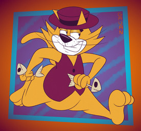 3_toes 4_fingers abstract_background anthro arched_soles bent_leg big_butt biped black_eyebrows black_eyes black_nose bottom_heavy bottomless bottomless_anthro bottomless_male butt cheek_tuft clenched_teeth clothed clothing curling_tail curling_toes curvy_figure derby eyebrows facial_tuft feet fingers fishbone fur glance half-closed_eyes hat headgear headwear holding_bone humanoid_hands humanoid_heel looking_aside looking_aside_at_viewer looking_at_viewer male narrowed_eyes open_mouth open_smile paws pear-shaped_figure plantigrade pose purple_clothing purple_hat purple_headwear purple_topwear purple_vest raised_tail running slightly_chubby slightly_chubby_anthro slightly_chubby_male smile smug smug_expression smug_eyes smug_face smug_grin soles solo tail teeth toes toothy_grin topwear tuft vest whisker_spots whiskers white_body white_fur white_sclera wide_hips yellow_body yellow_fur gavanzude hanna-barbera top_cat_(series) top_cat domestic_cat felid feline felis mammal 2026 alternate_version_at_paywall colored digital_drawing_(artwork) digital_media_(artwork) flat_colors hi_res pinup signature