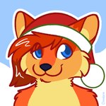 anthro black_nose blue_eyes christmas_clothing christmas_headwear clothing eye_through_hair fur hair hat headgear headwear holidays male orange_body orange_fur outline red_hair santa_hat smile solo translucent translucent_hair white_outline yellow_body yellow_fur yellow_inner_ear cloudpie conditional_dnp christmas domestic_cat felid feline felis mammal 1:1 2020 bust_portrait clip_studio_paint_(artwork) digital_drawing_(artwork) digital_media_(artwork) flat_colors icon portrait