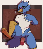 3_toes 4_fingers anal anal_penetration anthro anthro_focus anthro_penetrated avian_feet balls beak blinking blue_balls blue_body blue_feathers blue_glans blue_penis blush body_part_in_ass bottomless bottomless_anthro bottomless_male bouncing_balls bouncing_penis breath clothed clothing consistent_pov disembodied_penis duo erection eye_contact eyebrows eyewear feathers feet fingers first_person_view from_front_position genitals glans glasses hand_on_leg hand_on_thigh looking_at_another looking_at_partner looking_at_viewer looking_pleasured lying male male/male male_focus male_on_anthro male_penetrated male_penetrating male_penetrating_male male_pov moan music non-mammal_balls on_back one_leg_up open_beak open_mouth penetrating_pov penetration penile penile_penetration penis penis_in_ass pink_penis raised_leg sex shirt simple_background smile solo_focus sound_effects spread_legs spreading tail tail_feathers tail_motion tailwag talons toes tongue topwear yellow_beak jonky deltarune undertale_(series) berdly avian bird 16:9 2022 2d_animation animated digital_media_(artwork) hi_res high_framerate short_playtime sound voice_acted webm widescreen