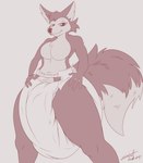 anthro big_diaper bodily_fluids breasts clothed clothing diaper female front_view genital_fluids hyper looking_at_viewer oversized_diaper sagging_diaper solo standing unclean_diaper urine used_diaper wearing_diaper wet_diaper steelshark canid canine fennec_fox fox mammal true_fox absurd_res hi_res