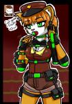 anthro belt bottomwear candy clothing dessert fangs female fingerless_gloves food gloves gun handwear holding_gun holding_object holding_ranged_weapon holding_weapon lollipop p90 ranged_weapon security_uniform shorts solo submachine_gun teeth utility_belt weapon datfurrydude battleblock_theater fabrique_nationale_herstal cat_guard domestic_cat felid feline felis mammal 2016 alpha_channel hi_res