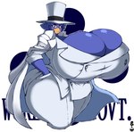 abstract_background amber_eyes anthro beak big_breasts blue_body blue_feathers blue_fur blue_hair breast_squish breasts cleavage clothed clothing cosplay curvy_figure eyebrows eyelashes feathers female fur hair hand_in_pocket hat headgear headwear hourglass_figure huge_breasts hyper hyper_breasts looking_at_viewer orange_eyes pockets short_hair simple_background solo squish thick_thighs top_hat wide_hips yellow_beak superix one_piece busty_bird rob_lucci_(one_piece) avian bird corvid corvus_(genus) crow oscine passerine 2020 absurd_res digital_drawing_(artwork) digital_media_(artwork) hi_res watermark