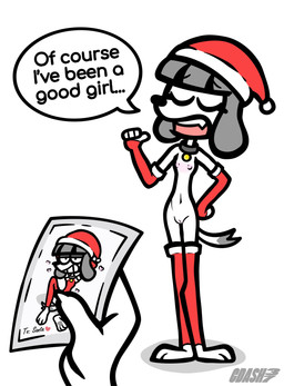 4_fingers ambiguous_gender anthro armwear bangs black_collar black_text breasts christmas_clothing christmas_headwear claws clothing collar collar_tag convenient_censorship dialogue disembodied_hand duo eyebrow_through_hair eyebrows eyelashes eyes_closed faceless_ambiguous faceless_anthro faceless_character fangs female female_anthro female_focus finger_claws fingers floppy_ears fur genitals gesture grey_body grey_fur grey_hair hair hand_gesture hand_on_hip hand_on_own_hip hands_behind_head hat headgear headwear heart_symbol hearts_around_head holding_photo holidays humanoid_genitalia humanoid_vulva legwear mostly_nude mostly_nude_anthro mostly_nude_female multicolored_armwear multicolored_body multicolored_clothing multicolored_fur multicolored_legwear navel nipples open_mouth photo pink_nipples pink_tongue pointing pointing_at_self red_armwear red_clothing red_hat red_headwear red_legwear santa_hat sitting small_breasts snout solo_focus spread_legs spreading tail talking_to_another teeth text tongue translucent translucent_hair two_tone_armwear two_tone_body two_tone_clothing two_tone_fur two_tone_hat two_tone_legwear vulva white_armwear white_body white_clothing white_fur white_hat white_headwear white_legwear c.dash37 christmas fifi_(somemf) canid canine canis domestic_dog mammal poodle 2025 absurd_res artist_name english_text hi_res
