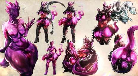 1_eye anal anal_penetration anthro anus big_butt big_penis butt clothing corset femboy genitals hat headgear headwear heel huge_penis legwear lingerie male melee_weapon nude nude_male one_eye_closed penetration penis polearm scythe small_penis solo stockings tail tail_fetish tail_insertion tail_play tentacles topwear wave weapon wide_hips wink rongo_dombo bloodborne fromsoftware sony_corporation sony_interactive_entertainment eternal_rose_(darkescape) eldritch_being absurd_res hi_res huge_filesize model_sheet