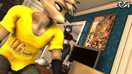 anthro barefoot big_breasts black_body black_clothing black_crop_top black_fur black_highlights black_shirt black_topwear blue_body blue_fur blue_hair bottomwear breasts brown_body brown_fur brown_hair clothed clothed_anthro clothed_female clothed_male clothing crop_top duo feet female fluffy fluffy_tail fur hair highlights_(coloring) inside male multicolored_body multicolored_fur multicolored_hair pants shirt t-shirt tail teal_eyes topwear two_tone_body two_tone_fur two_tone_hair white_body white_fur yellow_eyes psikokinetic warfaremachine_(modeler) nintendo star_fox krystal_(star_fox) psiko_(psikokinetic) canid canine canis fox jackal mammal 16:9 2024 3d_(artwork) absurd_res digital_media_(artwork) hi_res source_filmmaker_(artwork) widescreen stepmother_(lore) stepmother_and_stepchild_(lore) stepmother_and_stepson_(lore) stepparent_(lore) stepparent_and_stepchild_(lore) stepparent_and_stepson_(lore) stepson_(lore)