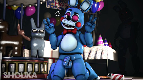 4_fingers amusement_ride anthro balloon balls banner black_eyebrows blue_body bodily_fluids bow_tie buckteeth carousel clothing container cum cum_drip cup double_v_sign dripping eyebrows eyelashes femboy fingers floor food furniture genital_fluids genitals gesture gift green_eyes hand_gesture hat head_tilt headgear headwear heart_symbol inflatable inside kneeling looking_at_viewer machine male metallic_body on_model one_eye_closed party_hat penis pizza precum precum_drip red_bow_tie rosy_cheeks segmented_body segmented_penis solo_focus table tablecloth teeth tile tile_floor v_sign wink winking_at_viewer shoukaart five_nights_at_freddy's five_nights_at_freddy's_2 scottgames toy_bonnie_(fnaf) withered_bonnie_(fnaf) animatronic humanoid lagomorph leporid mammal rabbit robot 3d_(artwork) absurd_res digital_media_(artwork) hi_res source_filmmaker_(artwork) watermark