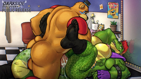 anal anal_orgasm anal_penetration anthro anthro_on_anthro anthro_penetrated anthro_penetrating anthro_penetrating_anthro armwear back_muscles balls barazoku bear_ears bear_tail bedroom bent_legs blue_eyes blue_nails bodily_fluids bodypaint bracelet butt chair clothed clothing colored_nails cum cum_drip cum_from_ass cum_in_ass cum_inside cum_on_penis cum_string cum_while_penetrated cumming_from_anal_sex dripping duo ejaculation elbow_gloves erect_nipples face_paint facial_paint flower footwear footwear_only fur furniture genital_fluids genitals gloves green_body green_scales green_skin hair hands-free handwear happy hat headgear headwear holding_another holding_both_legs interspecies jewelry lactating leaking_anus leaking_cum legwear looking_at_another looking_pleasured lying lying_on_table male male/male male_lactation male_penetrated male_penetrating male_penetrating_male mirror mohawk mostly_nude muscular muscular_anthro muscular_arms muscular_legs muscular_male nails nipple_dip nipple_fetish nipple_milking nipples nude on_back orange_body orange_fur orgasm orgasm_face pecs penetration penis plant plant_pot poster red_hair reflection reptile_tail scales sex sharp_teeth simultaneous_orgasms socks socks_only spread_legs spreading stockings tail tail_fetish tail_insertion tail_play teeth thick_thighs towel ursine_ears darksideofdiscovery five_nights_at_freddy's five_nights_at_freddy's:_security_breach scottgames steel_wool_studios glamrock_freddy montgomery_gator alligator alligatorid animal_humanoid bear crocodile crocodilian crocodilian_humanoid humanoid mammal mammal_humanoid reptile reptile_humanoid scalie scalie_humanoid ursid_humanoid ursine ursine_humanoid 16:9 hi_res widescreen