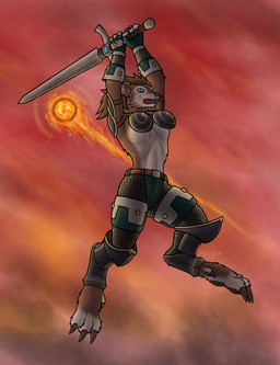 4_fingers 4_toes angry anthro armor armored_boots attack barefoot bikini_armor biped black_nose boots bottomwear breasts chainmail claws clothed clothing countershade_face countershade_feet countershade_hands countershade_torso countershading feet female fingers fire fireball footwear fur gauntlets gloves hair handwear holding_melee_weapon holding_object holding_sword holding_weapon humanoid_hands in_the_air jumping magic melee_weapon multicolored_body multicolored_fur open_mouth pants paws plate_armor shoes skimpy soles solo sword teeth toes topwear two_tone_body two_tone_fur unconvincing_armor weapon dawnlux blizzard_entertainment warcraft canid canine canis mammal werecanid werecreature worgen digital_drawing_(artwork) digital_media_(artwork) hi_res