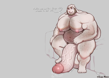 anthro balls barazoku beard bed belly belly_hair big_balls big_belly big_moobs big_muscles big_pecs big_penis bodily_fluids body_hair chest_hair cum cum_puddle ejaculation erection excessive_cum excessive_genital_fluids facial_hair floppy_ears furniture genital_fluids genitals huge_balls huge_pecs huge_penis hyper hyper_balls hyper_genitalia hyper_penis leaking_precum leg_hair long_ears male masturbation moobs musclegut muscular muscular_arms muscular_male navel nipples nude on_bed orgasm_face overweight overweight_male pecs penis precum saggy_balls sitting solo speech_bubble text throbbing throbbing_penis vein veiny_penis tilionmaia no_nut_november william_gerard lagomorph leporid mammal rabbit absurd_res english_text hi_res meme