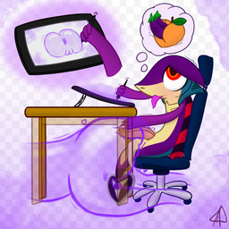 2_penises anal anal_penetration anthro anus butt double_penetration duo eggplant female feral food fruit genitals internal looking_pleasured magic male male/female multi_genitalia multi_penis peach_(fruit) penetration penis pheromones plant purple_body purple_skin screen speech_bubble tablet tongue tongue_out under_table vulva arenafurryqueen nintendo pokemon ace_the_flying_snivy generation_5_pokemon human mammal pokemon_(species) reptile scalie snake snivy