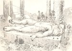 anthro breasts corpse death female flower forest forest_background genitals hooves innie_pussy nature nature_background nipples plant pussy rose_(flower) sacrifice small_breasts solo tree young scale_(artist) isabella_(arielcelestia) bovid caprine mammal sheep 2021 absurd_res graphite_(artwork) greyscale hi_res monochrome traditional_media_(artwork)