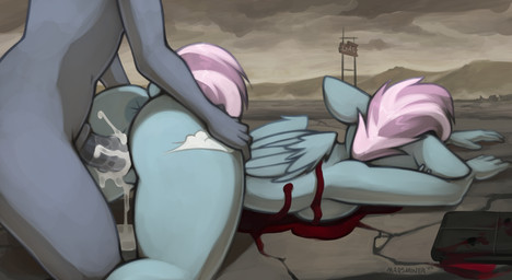 anthro blood bodily_fluids bullet_hole butt corpse cum cum_in_vagina cum_inside death duo female forced genital_fluids gore gunshot_wound male male/female necrophilia rape sex vaginal wasteland marsminer fallout hasbro microsoft my_little_pony equid equine horse mammal pony hi_res