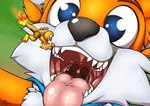 anthro bodily_fluids drooling duo fangs fire flaming_tail imminent_oral_vore imminent_vore macro male male_pred male_prey micro orange_body panicking saliva simple_background solo tail teeth tongue tongue_out uvula rai_kun lucky's_tale_(series) nintendo playful_corp. pokemon lucky_swiftail pyron_(littlecharmander) canid canine charmander fox generation_1_pokemon mammal pokemon_(species) digital_media_(artwork)