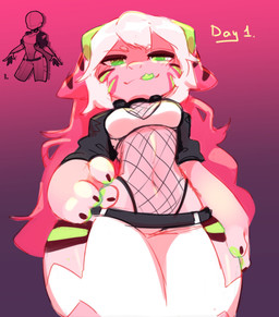 anthro bangs belt black_belt bottomwear breasts claws cleavage clothed clothing crop_top cropped_jacket female fishnet_clothing fishnet_topwear forked_tongue green_eyes green_tongue hair half-closed_eyes jacket kemono looking_at_viewer low-angle_view multicolored_hair narrowed_eyes navel open_clothing open_jacket open_topwear pants pink_body pink_hair shirt simple_background small_waist solo text thick_thighs tongue tongue_out topwear two_tone_hair white_bottomwear white_clothing white_crop_top white_hair white_pants white_topwear wide_hips vallshad mythology dragon mythological_creature mythological_scalie scalie 2021 colored colored_sketch digital_drawing_(artwork) digital_media_(artwork) english_text hi_res shaded sketch