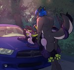 ahegao ambiguous_penetration anthro anthro_on_anthro anthro_penetrated anthro_penetrating anthro_penetrating_anthro areola athletic athletic_anthro athletic_bottom athletic_dom athletic_male athletic_top balls_deep bangs big_tail blue_hair butt car car_hood car_sex detailed_background duo ears_down eyes_closed fingers fur green_pawpads green_paws green_tongue grey_body hair happy happy_sex holding_waist looking_pleasured lust lying male male/male male_penetrated male_penetrating male_penetrating_anthro male_penetrating_male nude on_front open_mouth orgasm_face outside outside_sex pawpads paws penetration penile penile_penetration pivoted_ears public public_nudity public_sex raised_tail rear_view sex standing standing_sex tail tail_wraps teeth thick_tail tongue tongue_out vehicle wraps a1tar dodge_(brand) mythology canid canine canis domestic_dog dragon mammal mythological_creature mythological_scalie scalie alternate_version_at_paywall colored digital_media_(artwork)