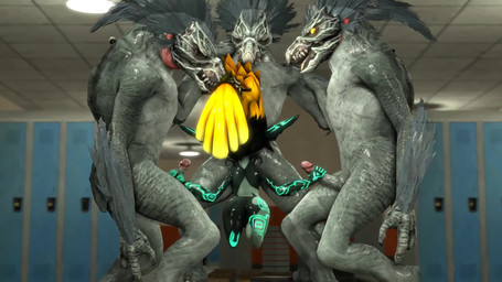 3_fingers anthro anthro_penetrating anthro_penetrating_humanoid big_penis black_claws blonde_hair circumcised claws erection feathers fellatio female female_penetrated fingers genitals grey_body grey_feathers grey_penis grey_scales group group_sex hair hand_on_shoulder handjob humanoid_genitalia humanoid_on_anthro humanoid_penetrated humanoid_penis inside interspecies larger_male levitating locker_room male male/female male_penetrating male_penetrating_female no_pupils open_mouth oral oral_penetration penetration penile penis rear_view scales sex sharp_teeth size_difference smaller_female solo_focus spread_legs spreading standing teeth vein veiny_penis yellow_eyes margevonn halo_(series) microsoft nintendo the_legend_of_zelda twilight_princess xbox_game_studios midna alien humanoid imp kig-yar scalie t'vaoan twili 16:9 3d_(artwork) 3d_animation animated crossover digital_media_(artwork) hi_res high_framerate loop no_sound short_playtime source_filmmaker_(artwork) video widescreen